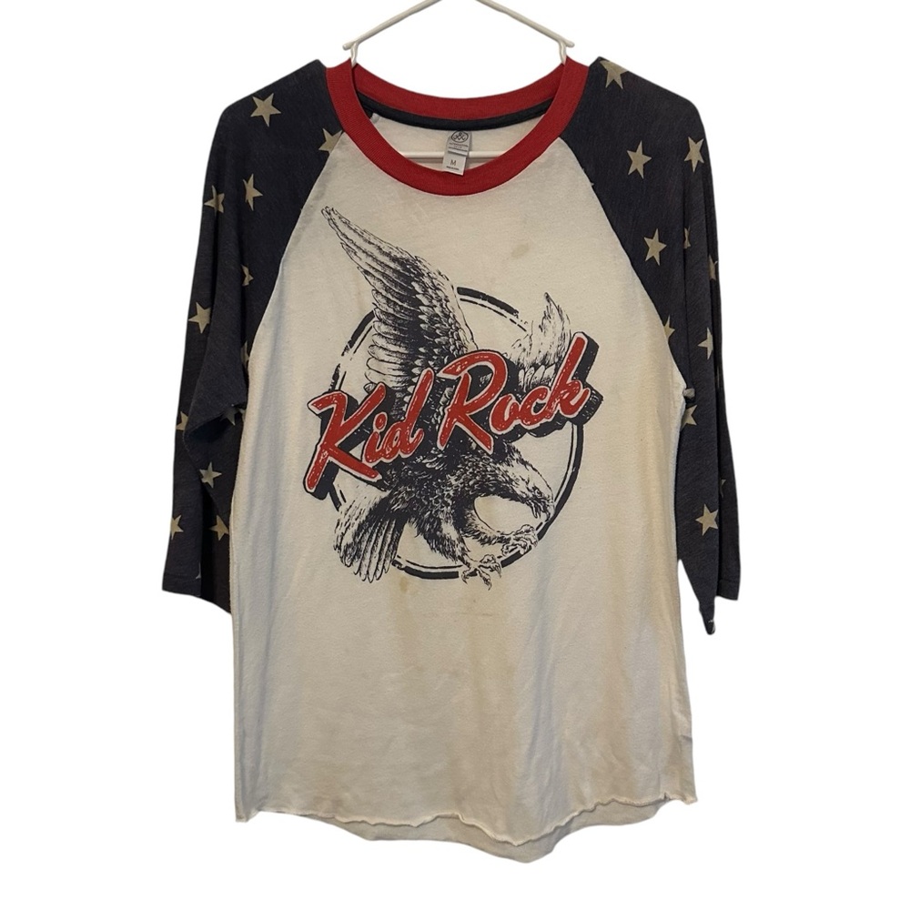Kid Rock Americana American USA Red White & Blue Baseball Tee medium